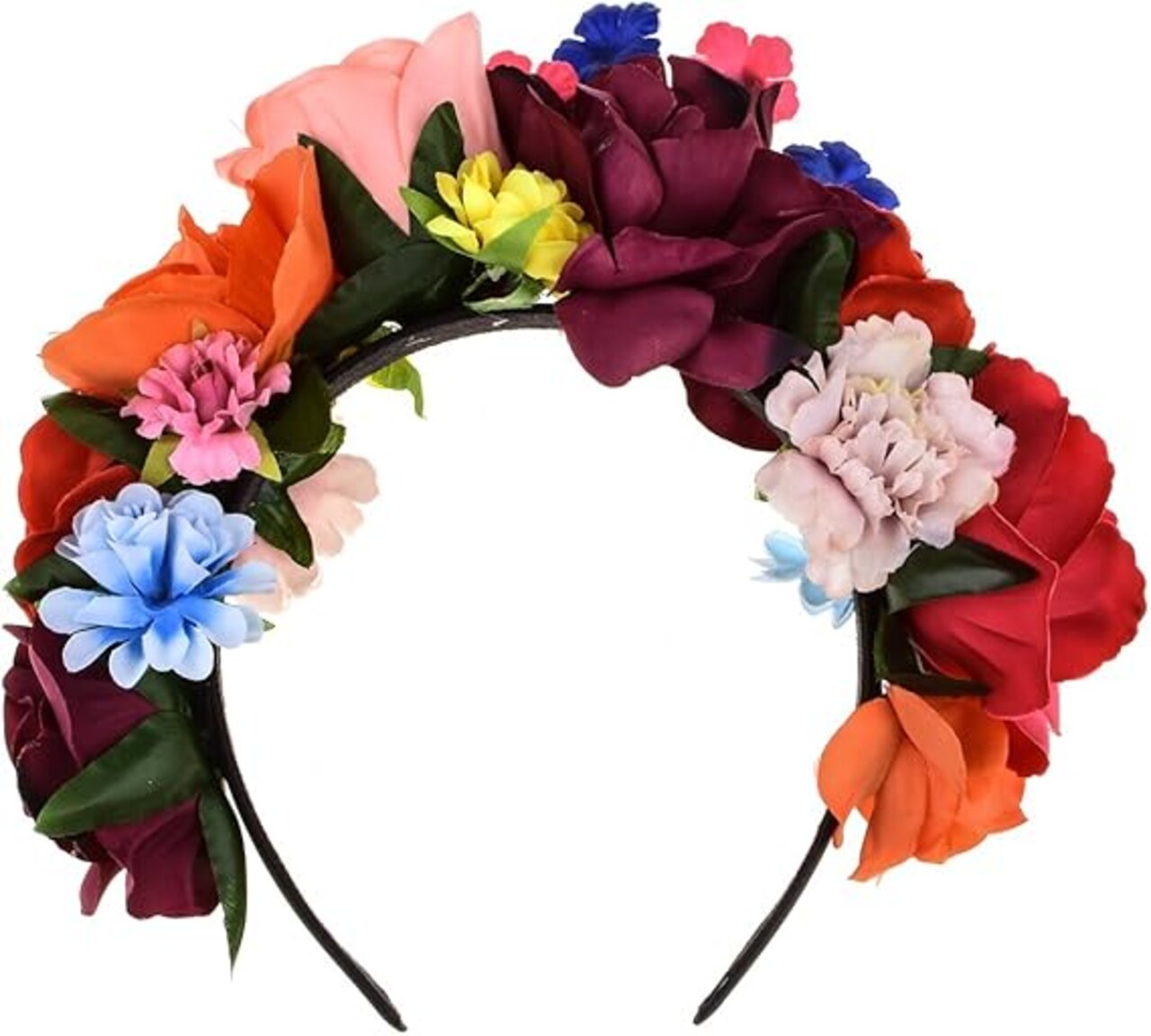 Frida Kahlo Mexican Flower Crown Headband Party Costume Dia de Los Muertos Day of The Dead Headpiece NC12